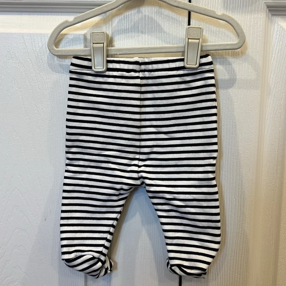 Jacadi Footed Striped Pants Navy Blue and White Size 6 Months